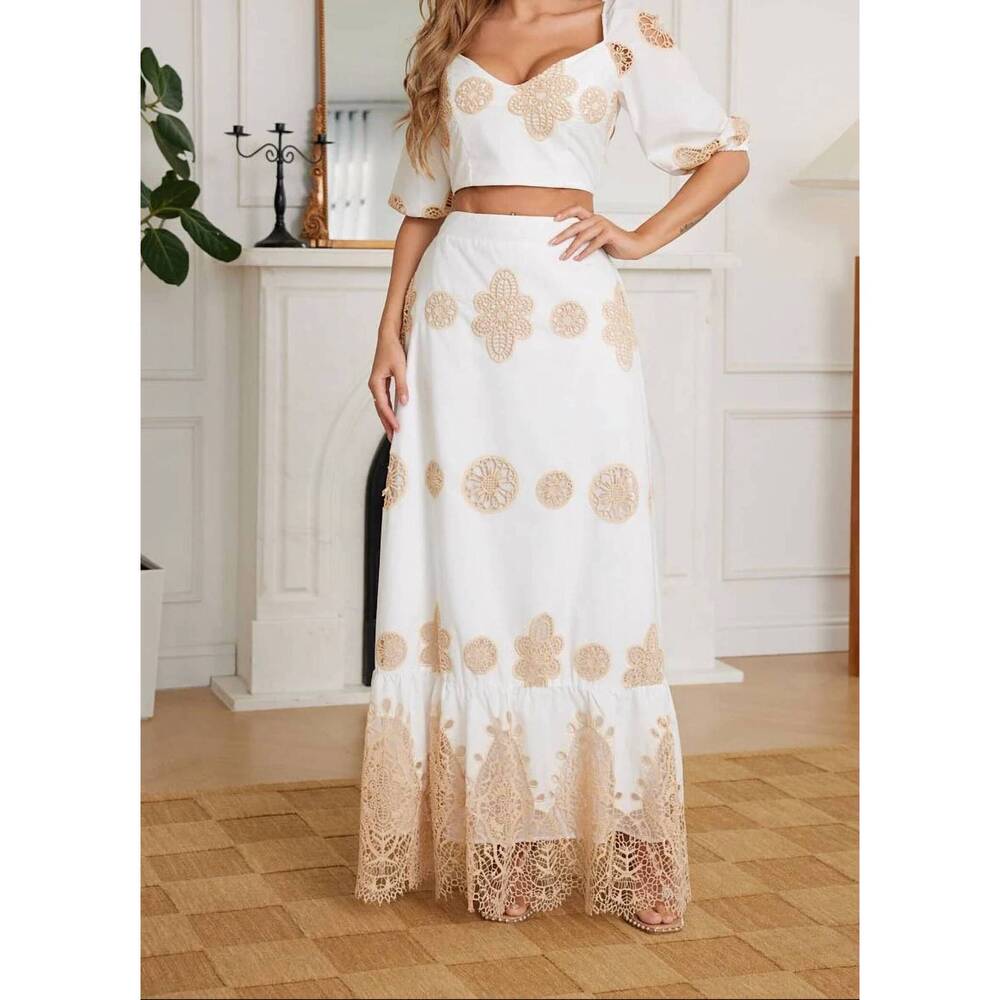 NEW CHICWAYS matching skirt set in white
